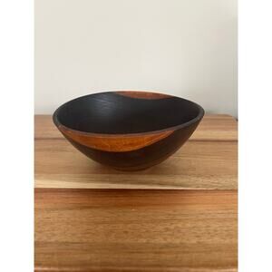 Vintage Signed John May Hand Turned Teak Bowl Jackson NH JL